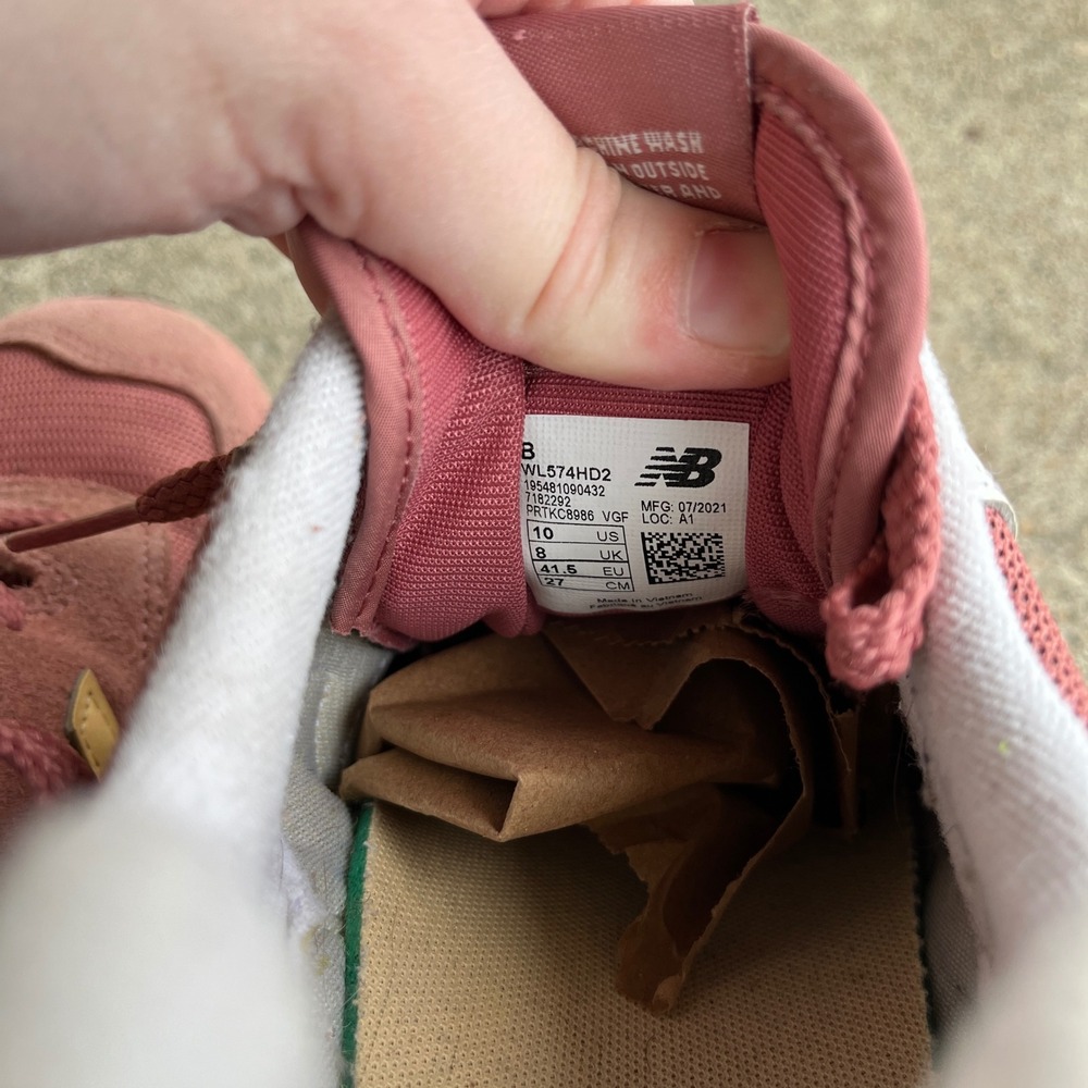 New Balance 574 Rose Yellow Suede Mesh Sneakers WL574HD2 Womens 10 Low Top Shoes - Picture 6 of 9